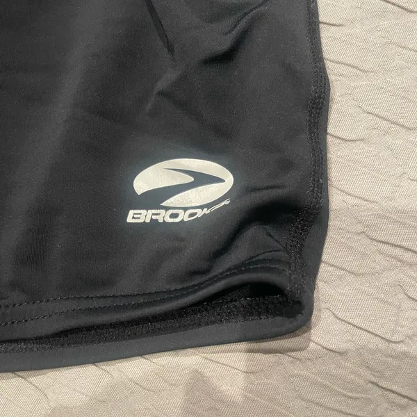 Brooks Women’s Fitted Black Athletic Running Shorts with drawstring and Logo - Image 4