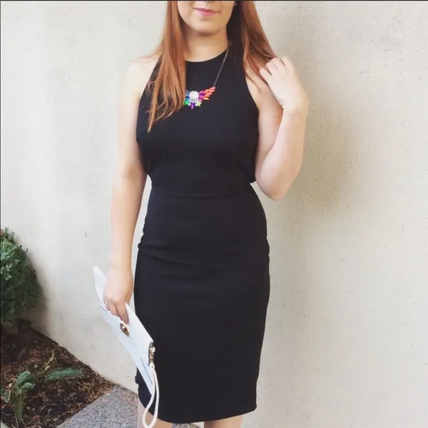 High Neck Dress Open Back Black Size L - Image 6