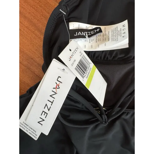 NWT Jantzen Black Ruched Tummy Control One Piece Swimsuit Size 4 - Image 6