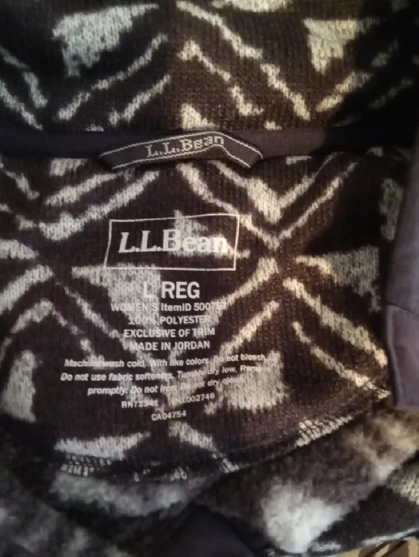 L.L.Bean & White Patterned Fleece Pullover Cabincore Gorpcore Womens L - Image 2