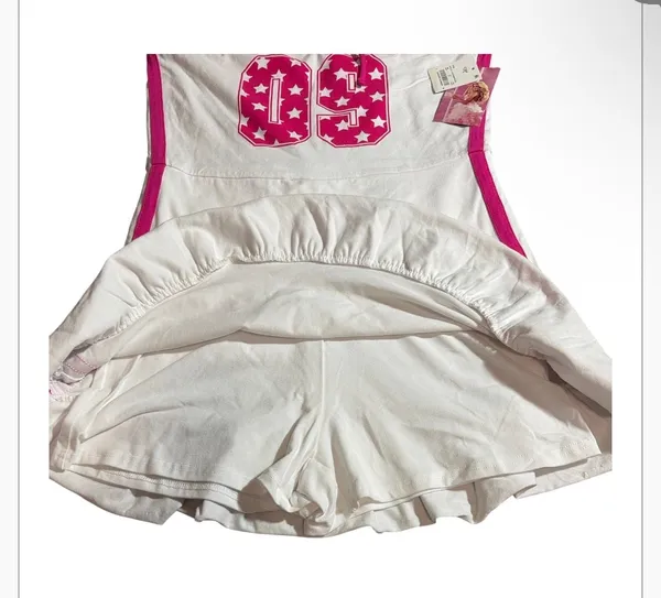 Megan Moroney Cloud 9 Mini Dress White Pink Star Graphic Skater Romper Size Smal - Image 4
