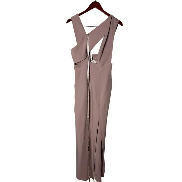 New House of CB Marina maxi dress in a mauve or mink color with a thigh split M - Image 3
