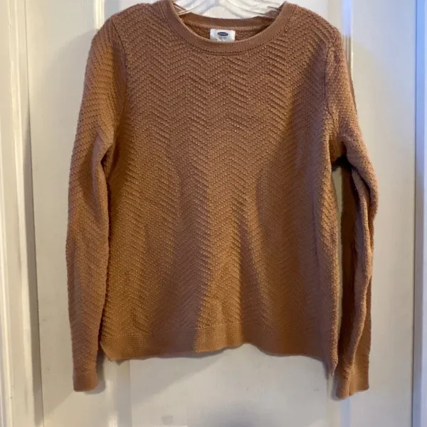 Old Navy Women's XL Tan Textured Knit Long‎ Sleeve Sweater - Image 6