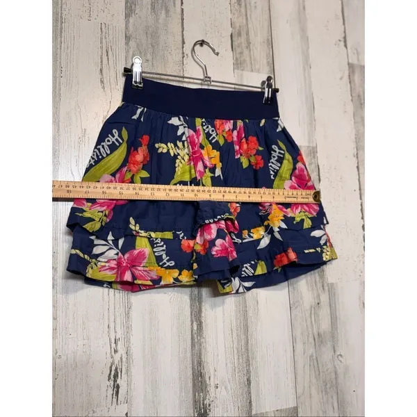 Hollister Floral Ruffle Mini Skirt Navy Size S - Image 7
