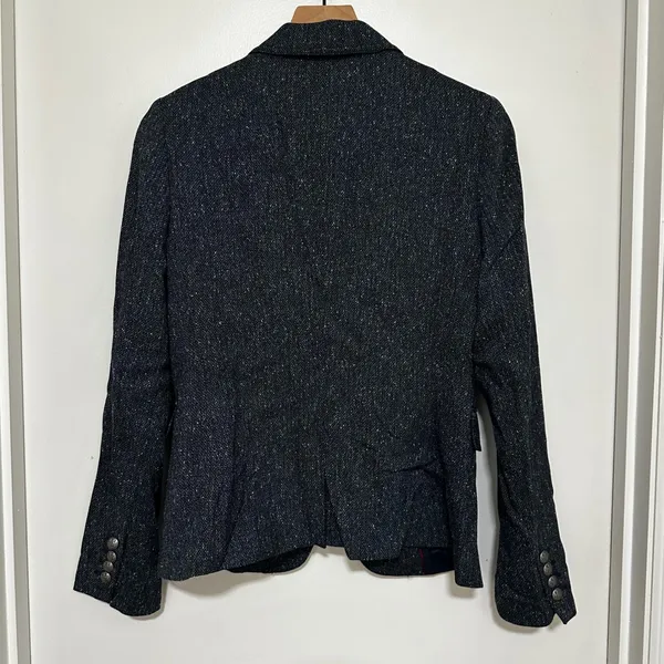 Banana Republic | Women's Blue Donegal Blazer Crest Button Blazer Jacket, Size 6 - Image 2