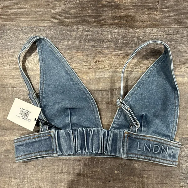 NWT LNDN Denim Bra Top Blue Size XS - Image 3