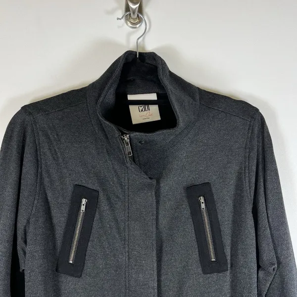 CAbi 3184 Mesh Back Jacket in Heather‎ Gray Stretch Ponte Twill Coat M $189 - Image 2