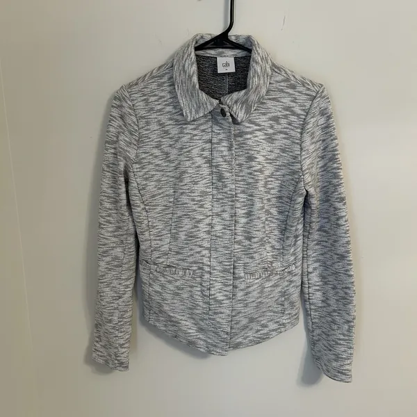 Cabi Neo Moto Sweater Jacket Light Heathered Gray Zip Up Style 5102 Size‎ XS - Image 3