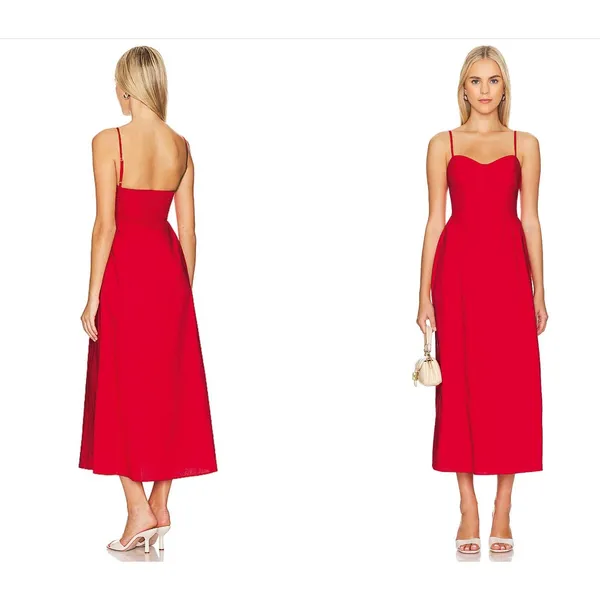 Show Me Your Mumu Allegra Midi Dress Womens M Red Spaghetti Strap Pockets FLAW - Image 2