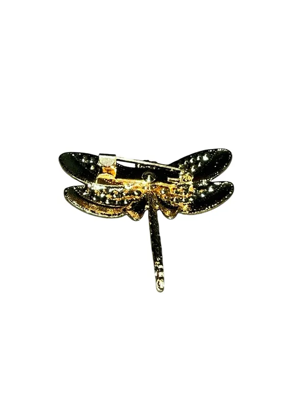Turquoise Dragonfly Brooch with Gold Accents - Image 2