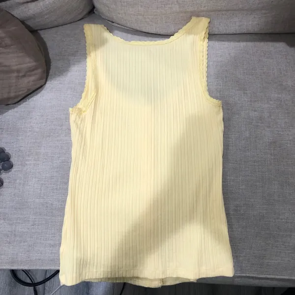 Yellow Stretchy Ribbed Tank Top Small - Image 9