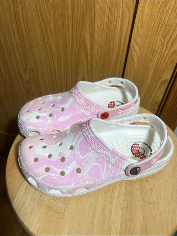 CROCS Pink and White Marble Slip-On Sandals - Image 2