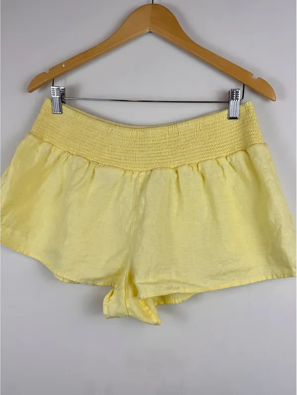 Aritzia Sunday Best Rivette Linen Shorts Lemonade Yellow 100% Linen Medium - Image 12
