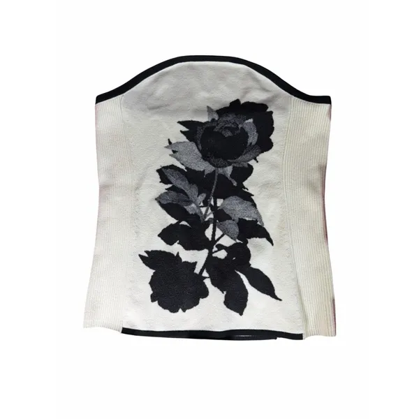 Anthropologie Black Rose Strapless Corset Tube Top Ivory XS - Image 3