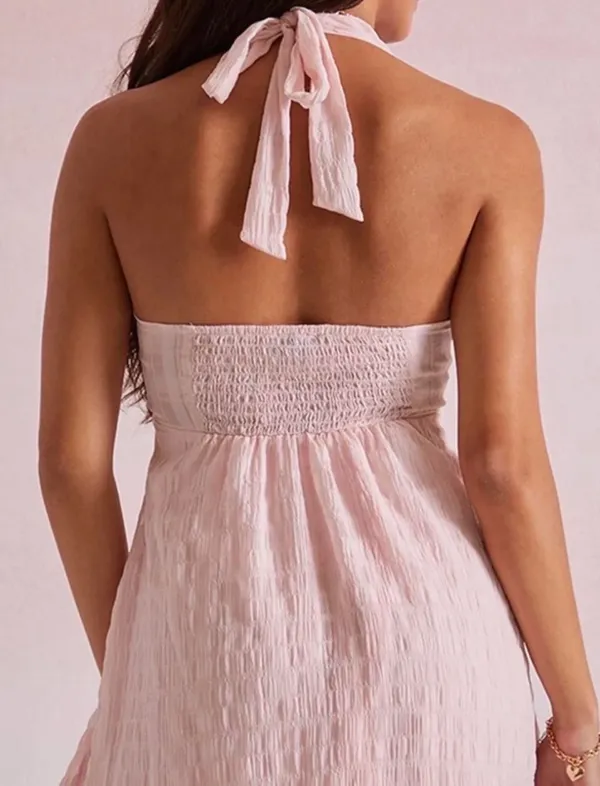 Pink Halter Mini Dress - Image 2