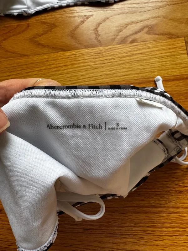 Abercrombie & Fitch Black and White Gingham Bikini Set - Image 3
