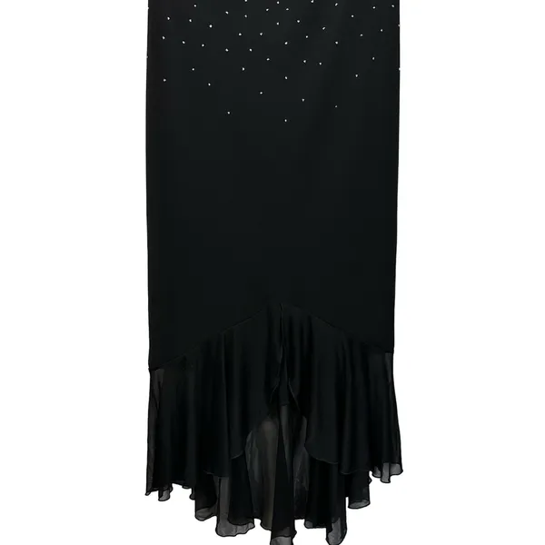 Vtg Taboo Sequin Glitter Maxi Dress High Low Ruffle Hem Large Whimsygoth Fairy - Image 8