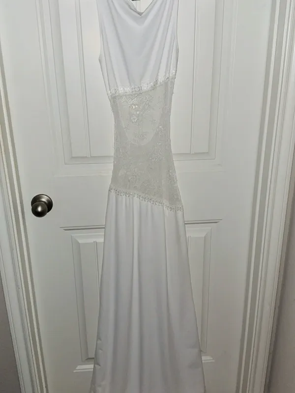 Peppermayo White Maxi Dress with Sheer Lace Midsection - Image 3