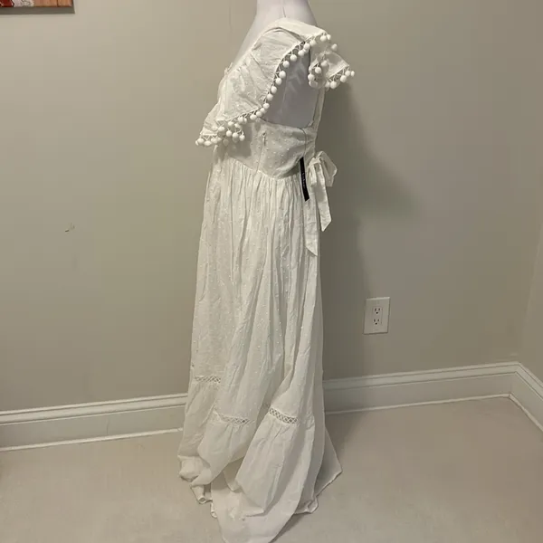 Lulus Chasing Summer White Swiss Dot Tie Back Maxi Dress - Image 5