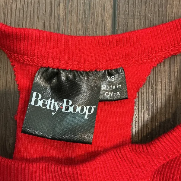 Betty Boop Graphic Biker Motorcycle Halter Crop Top Red Tie Back XS Y2K Edgy - Image 2