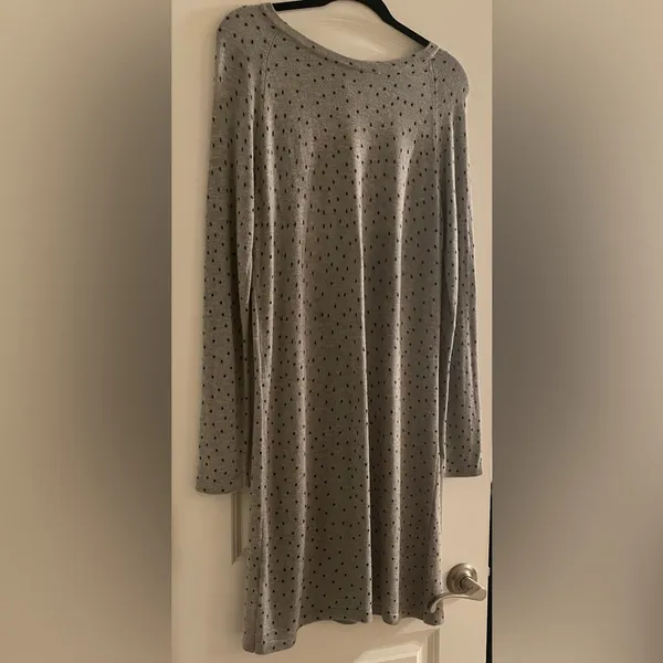 MANGO Gray and Black Polka Dot Sweater dress Size M - Image 5