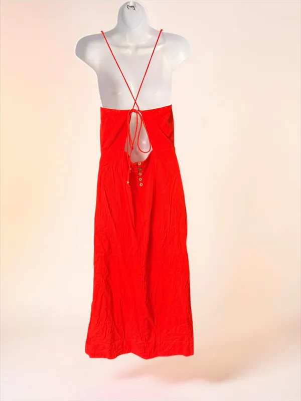 Free People Francesca Midi Dress in Bright Red - Image 5