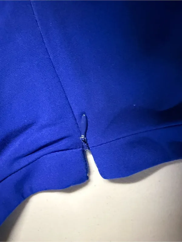 Vintage royal blue Sleeveless Studded Embellished Sheath Dress size 2 - Image 5