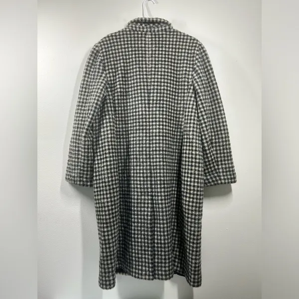 Loft Checked Coat NWT Single Button Lined Soft Cozy Pockets‎ Size XL Black/Cream - Image 7