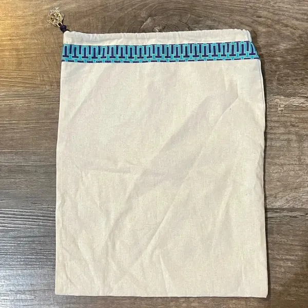 NEW Tory Burch Drawstring Accessories Travel Storage Cotton Beige - Image 2