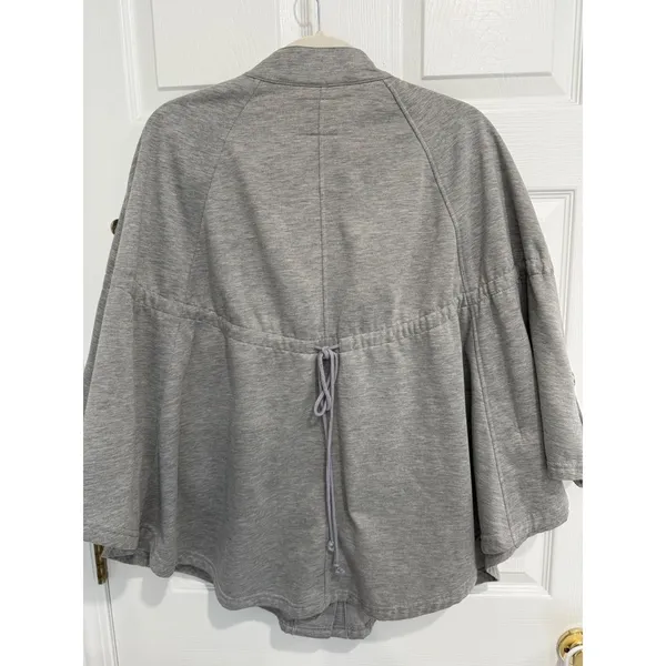 Poncho Jacket‎ Cape Mock Neck Button Large Gray - Image 4
