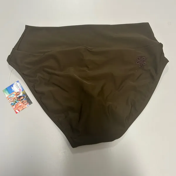Hapari Tummy Tuk High Waisted Bikini Bottoms Brown UPF 50+ Large - Image 2