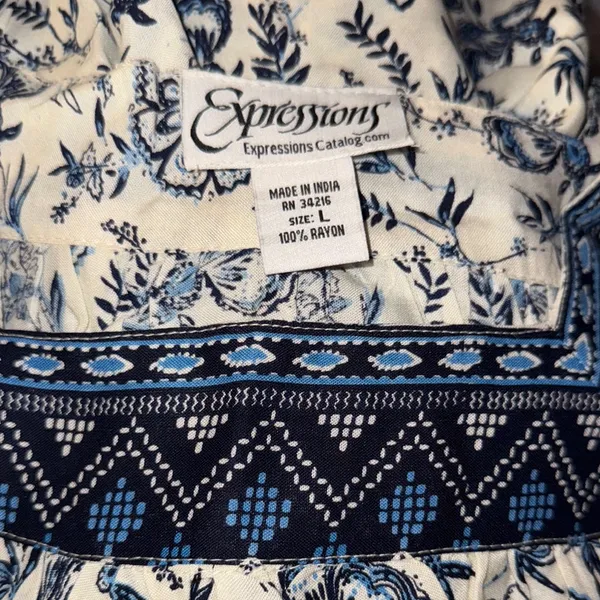Expressions Blue and Black Flutter Sleeve Sundress‎ Size L - Image 2