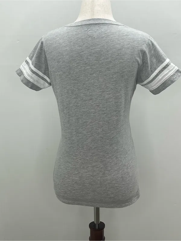 Champion Kansas State Wildcats Women’s Gray Striped Sleeve V-Neck T-Shirt Small - Image 4