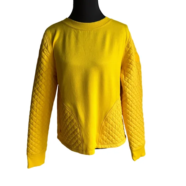 T by Talbots Yellow Quilted Sweatshirt Small Golf Pullover Stretch Athleisure - Image 6