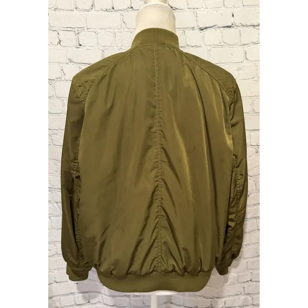 Old Navy Olive Green Zip Up Bomber Jacket Size Large - Image 4