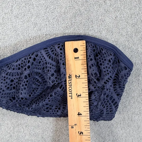 Aerie Lace Bandeau Bikini Swim Top Women's Medium Navy Blue Tie Back Beach Pool - Image 2
