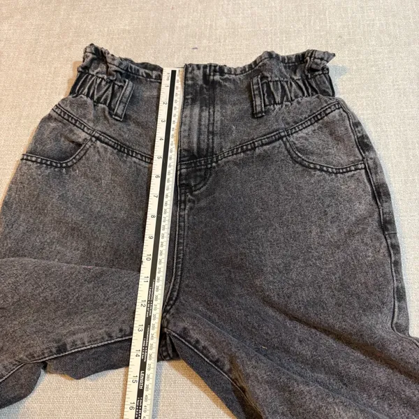 Vervet Paperbag Waist Mom Jeans Size 27 Black‎ Acid Wash High Rise Vintage Retro - Image 6