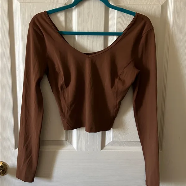 Lululemon Brown Align Cropped Long Sleeve Athletic Top in Java Size 2‎ - Image 3