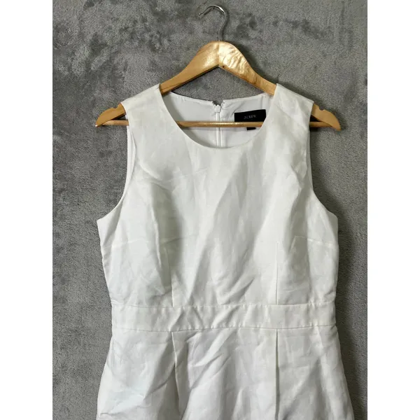 J.Crew Structured Linen Blend Sheath Dress White Minimalist Quiet Luxury Coastal - Image 3