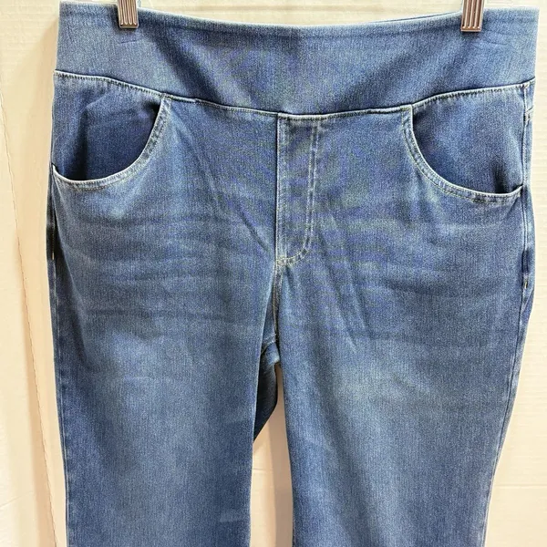 Halara Flare Jeans Women XL Tall Blue Denim Pull On High Waist Stretch Bootcut - Image 2