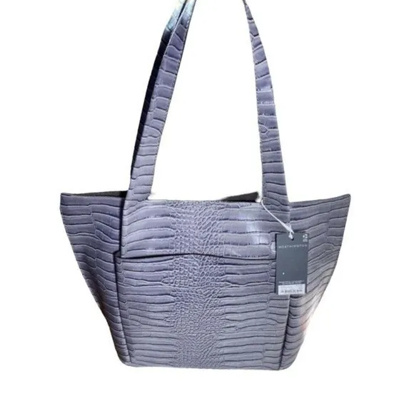 NWT Worthington Gray Croc-Embossed Faux Leather Tote | Style‎ 109-1020-0103-01 - Image 4