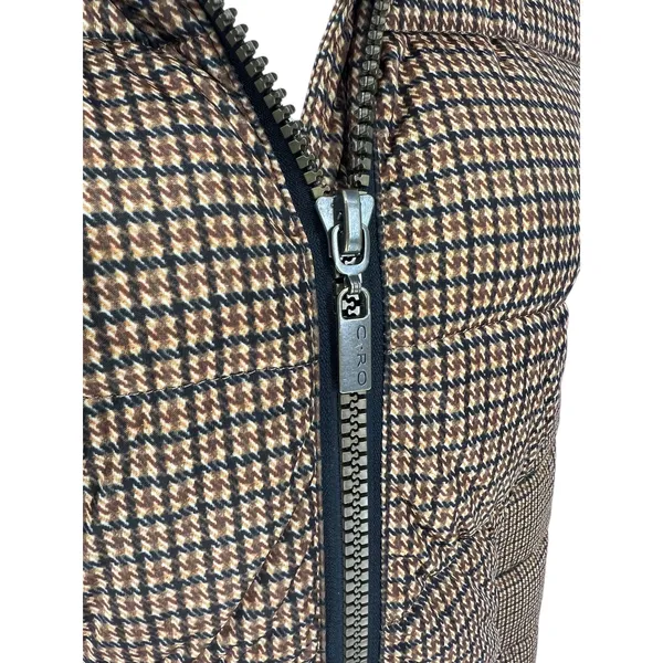 C-RO Denmark Houndstooth‎ 2-Way Stretch Puffer Coat with Faux Fur Hood Size 4 - Image 11