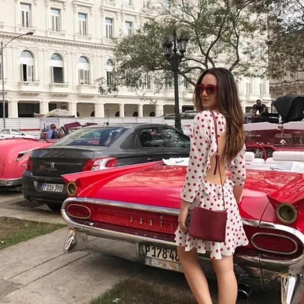 💕REALISATION PAR💕 Goldie Cherry Dress ~ Red Polka Dot Print XS 100% Silk - Image 7