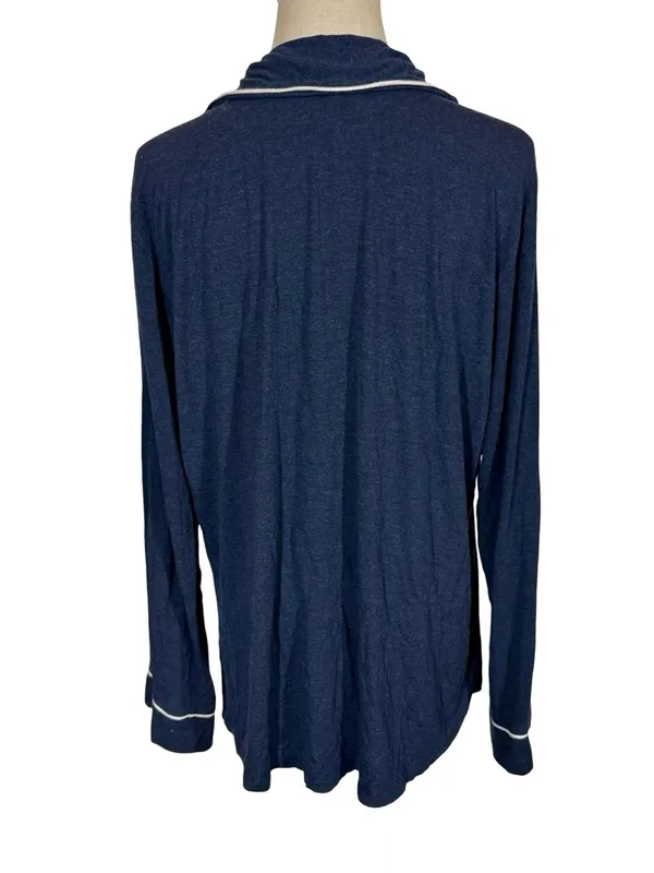 Eberjey Gisele TENCEL Modal Long Sleeve PJ Top Heathered Navy/Ivory - Image 7