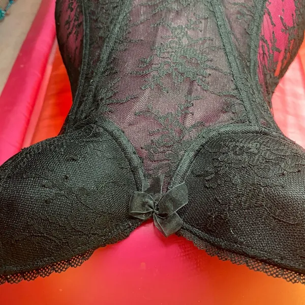 H&M Lingerie black lace Corset with Garters size 10 - Image 3