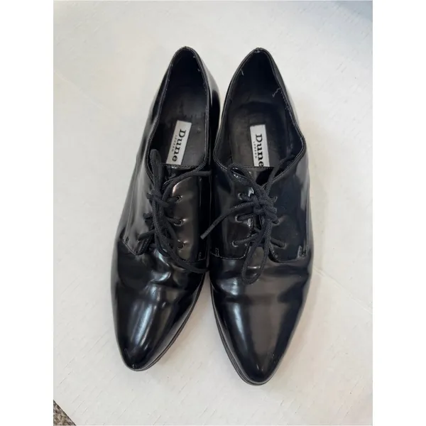 Dune Black Patent Leather Pointed Toe Oxford Loafers Womens 9 Preppy Shoes - Image 7