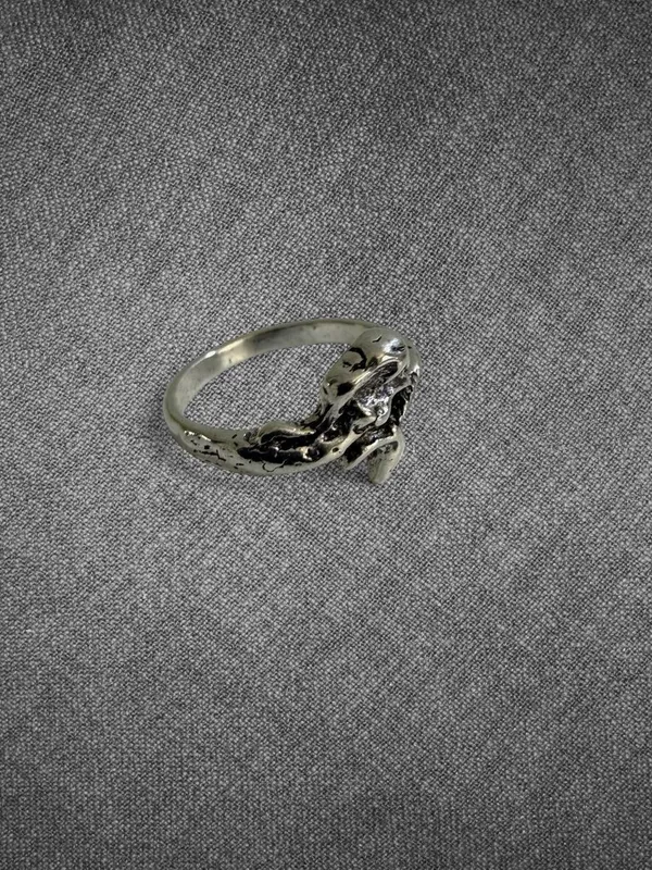 Vintage Silver Tone Mermaid Wrap Ring - Size 7 - Image 2