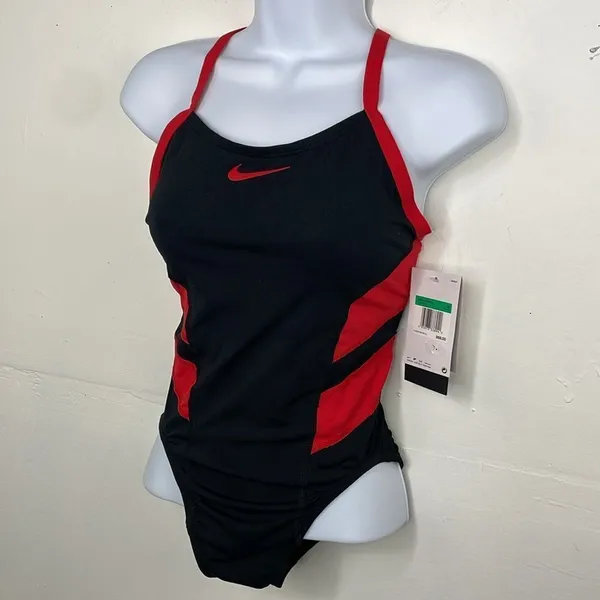 Nike Swim Hydrastrong Black and Red Swimsuit size 4 new with tags - Image 2