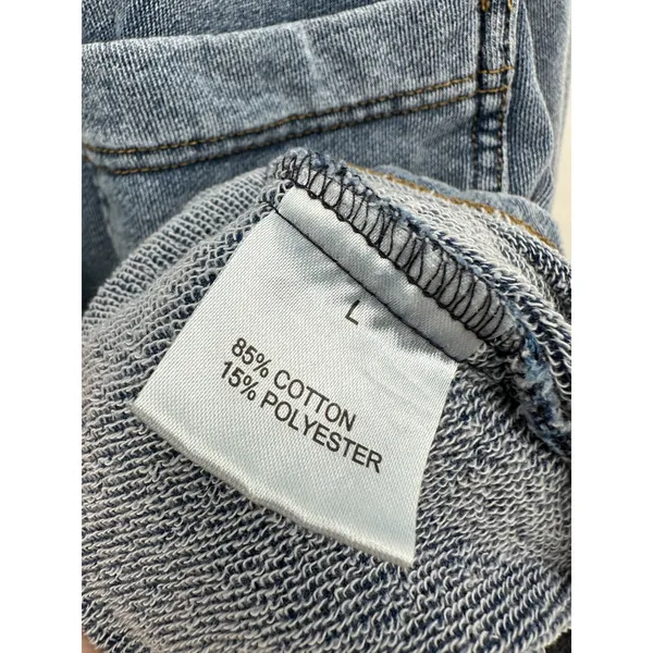 Jane + Delancey Women Large Blue Acid Wash Cotton Blend Knit Denim Shacket - Image 9