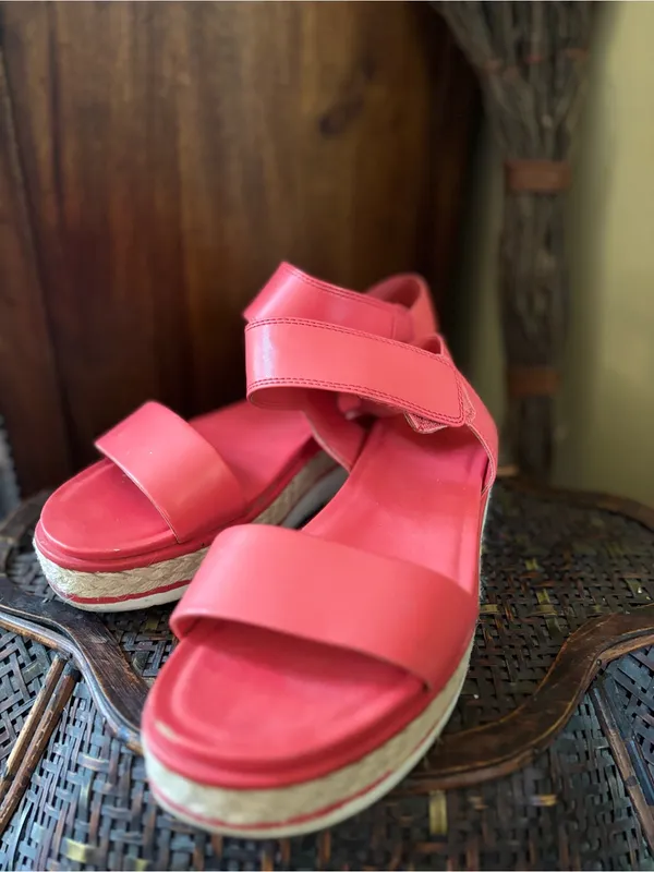 Franco Sarto Coral Pink Espadrille Wedge Sandals - Image 3